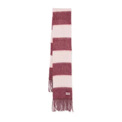 Miu Miu Pink Scarves Women In Burgundy