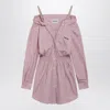 Miu Miu Elasticated Waistband Striped Shirt Mini Dress Clothing