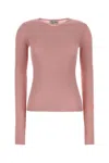 Miu Miu Silk Crew Neck Long Sleeve T-shirt In Pink