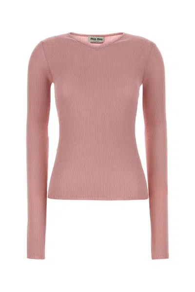 MIU MIU PINK SILK T-SHIRT