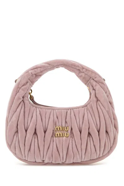Miu Miu Pink Velvet Mini Wander Handbag