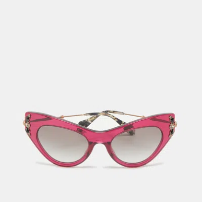 Pre-owned Miu Miu Pink/black Gradient Smu04p Crystals Cat Eye Sunglasses