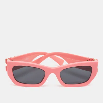 Pre-owned Miu Miu Pink/grey Smu 09w Logo Cate Eye Sunglasses