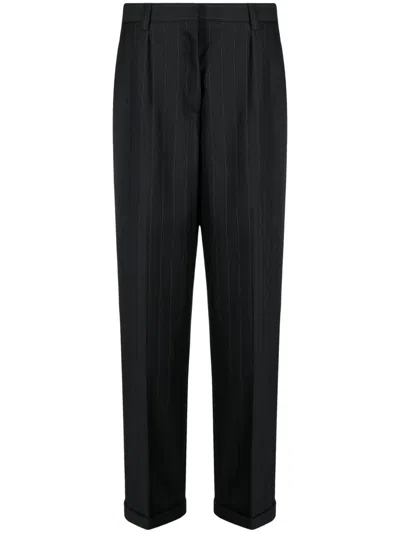 MIU MIU PINSTRIPE HERRINGBONE WOOL TROUSERS