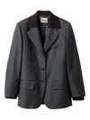 Miu Miu Pinstripe Lapel Jacket In Black
