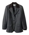 Miu Miu Pinstripe Lapel Jacket In Gray