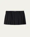 Miu Miu Pleated Pinstripe Wool Mini Skirt In F0002 Nero