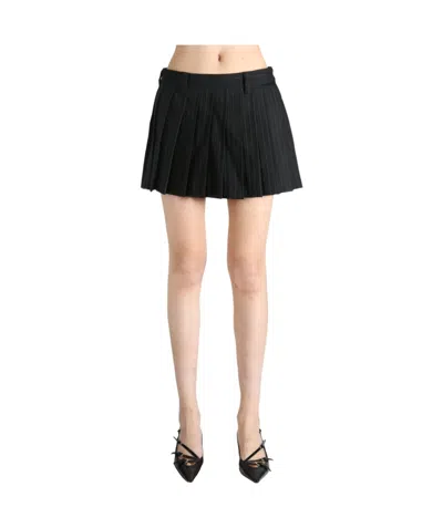Miu Miu Pinstripe Mini Skirt In Black