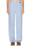 Miu Miu Striped Embroidered Pyjamas Pant In Blue