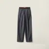 Miu Miu Pinstripe Pleated Wide-leg Drawstring Pants In Blue