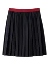 Miu Miu Pleated Pinstripe Midi Skirt In Black