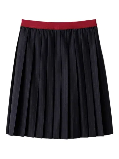Miu Miu Pinstripe Pleated Skirt In Blue