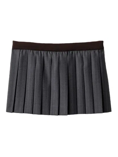 Miu Miu Pinstripe Pleated Skirt In Gray