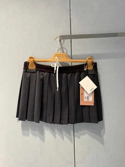 Miu Miu Pinstripe Pleated Skirt In Gray