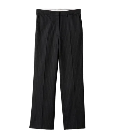 Miu Miu Pinstripe Straight Casual Pants In Black