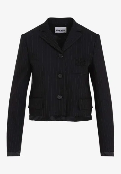 MIU MIU PINSTRIPE WOOL BLAZER
