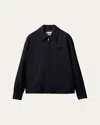 Miu Miu Pinstripe Zip Front Wool Jacket In Bleu