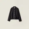 Miu Miu Pinstriped Blouson Jacket In Black