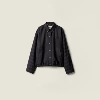 Miu Miu Pinstriped Blouson Jacket In Black