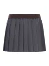 Miu Miu Pinstriped Pleated Miniskirt In Gray