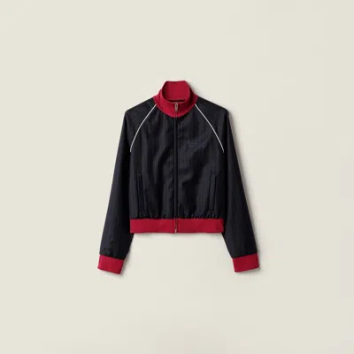 Miu Miu Pinstriped Zipper Blouson Jacket In Pink