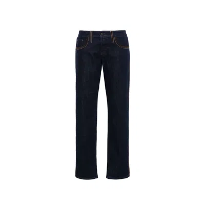 Miu Miu Piped-trim Straight-leg Jeans In Blue