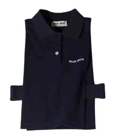 Miu Miu Pique Polo Vest In Black