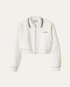 Miu Miu Piquet Accoppiato Long Sleeve Cropped Zip Up Jacket