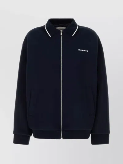 MIU MIU PIQUET JACKET WITH RIBBED CUFFS AND HEM