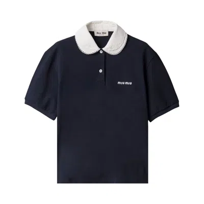 Pre-owned Miu Miu Piquet Polo 'bleu' | Blue | Women's Size S