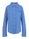 Miu Miu Piquet Shirt 42 In Blue