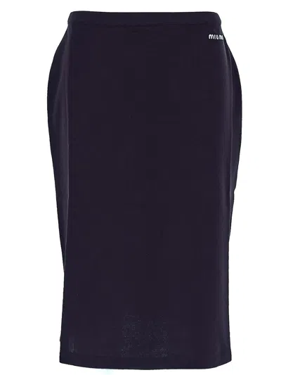 Miu Miu Piquet Skirt In Blue