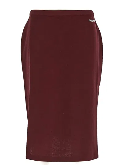 Miu Miu Piquet Skirt In Burgundy