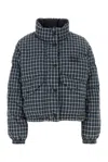Miu Miu Jacket High Collar Checked Pattern Pockets Quilted