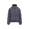 Miu Miu Jacket High Collar Checked Pattern Pockets Quilted In Blubianco