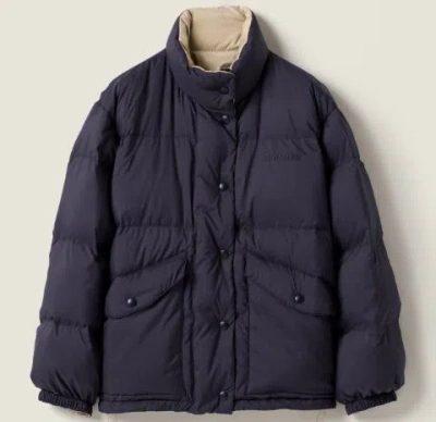 Miu Miu Padded Long Sleeve High Collar Jacket In Blue