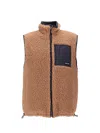 Miu Miu Shearling Texture High Neck Front Pocket Jacket In Brown
