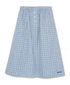 Miu Miu Plaid-check Midi Skirt In Gray