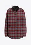 Miu Miu Plaid Check Padded Jacket In Multi