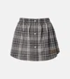 Miu Miu Plaid Cotton Flannel Miniskirt In Gray