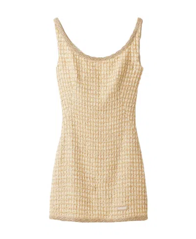 Miu Miu Plaid Mini Dress In Nude