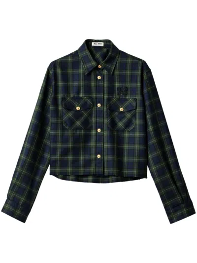 Miu Miu Plaid Shirt In Multicolor