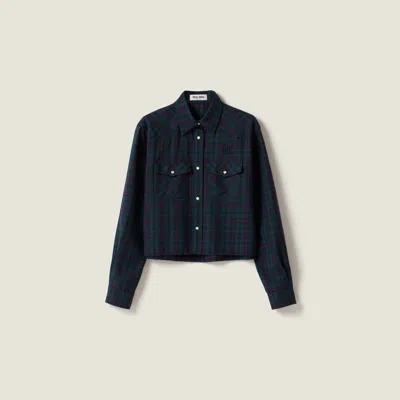 Miu Miu Plaid Shirt In Black