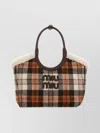 Miu Miu Plaid Shoulder Bag Shearling Trim