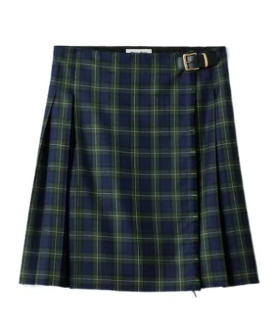 Miu Miu Plaid Skirt In Black