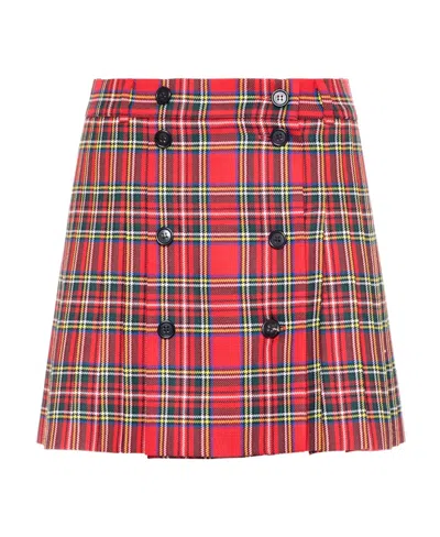 Miu Miu Plaid Skirt In Red