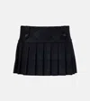 Miu Miu Pleated Checked Wool-twill Mini Skirt In Black