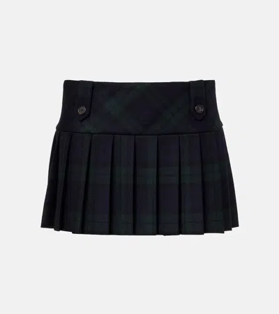 MIU MIU PLAID VIRGIN WOOL TWILL MINISKIRT