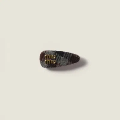 Miu Miu Plaid Wool Hair Clip