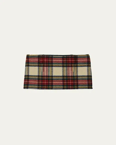 Miu Miu Plais Wool Mini Skirt In Avorio
